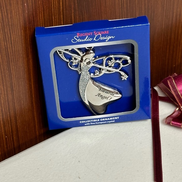 Angel figure christmas ornament Silverplated with European crystal - Picture 7 of 11